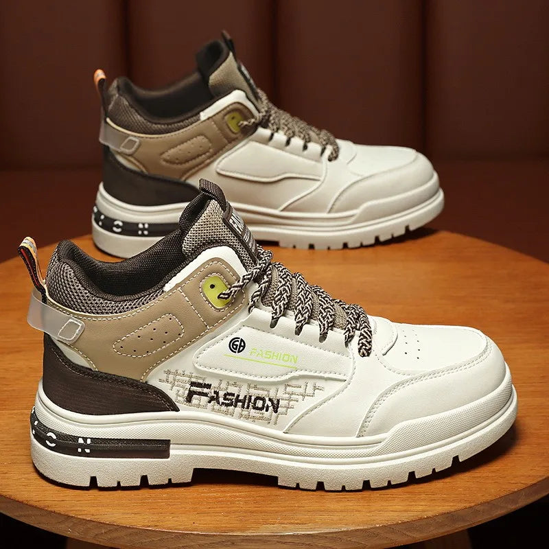 Hot Selling  Boots Men's Mid Top Tactical Men's Boots, Retro Motorcycle Leather Boots, English Round Toe Leather Shoes