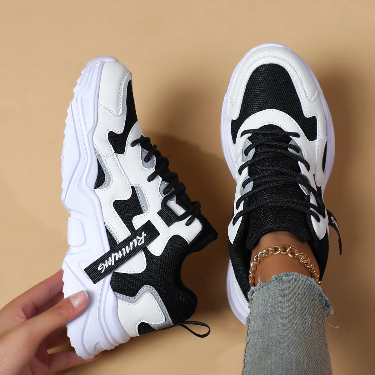 Women's Shoes Spring and Autumn Season New Breathable High Top Versatile Little White Thick Sole Sports and Casual Dad Shoes