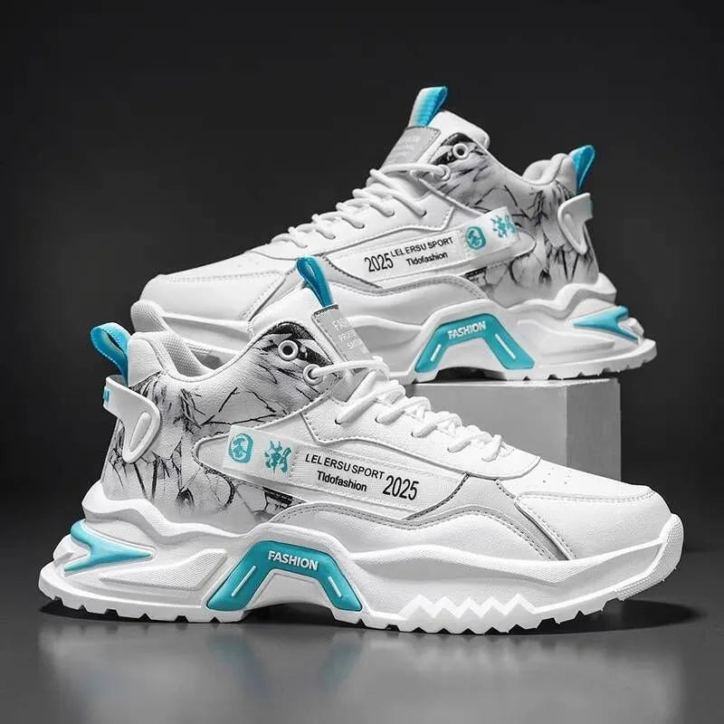 Spring Walking Style New Breathable High Top Shoes Versatile Men's Elevated Casual Shoes Sports Shoes