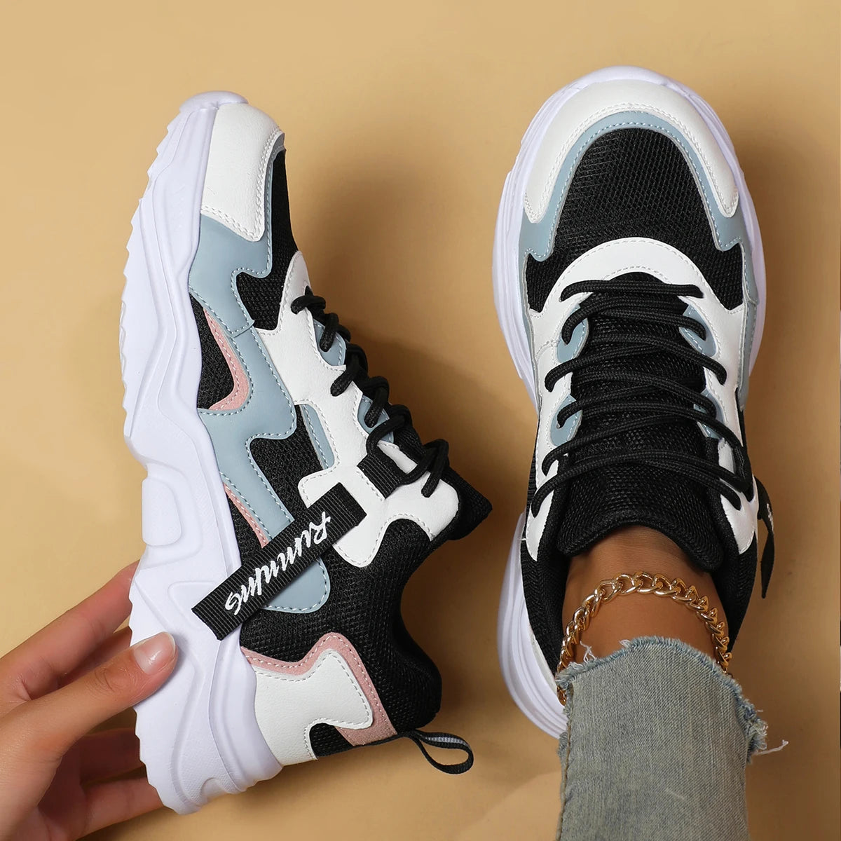 Women's Shoes Spring and Autumn Season New Breathable High Top Versatile Little White Thick Sole Sports and Casual Dad Shoes