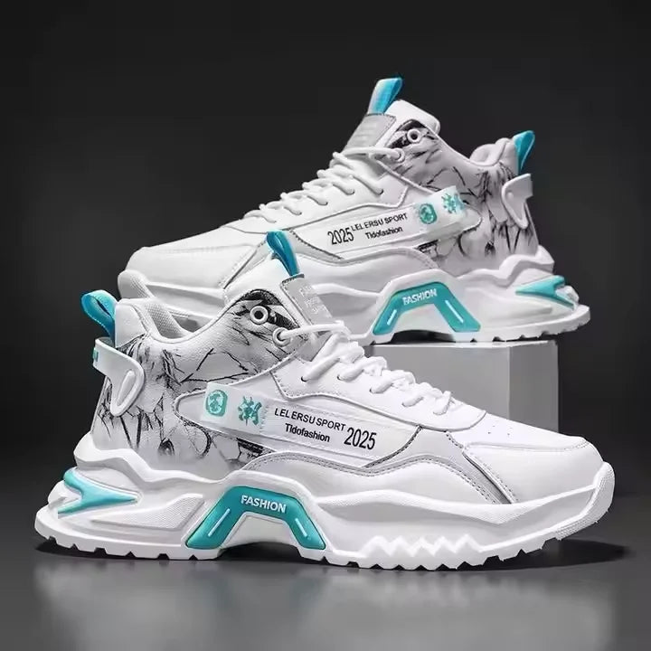 Spring Walking Style New Breathable High Top Shoes Versatile Men's Elevated Casual Shoes Sports Shoes