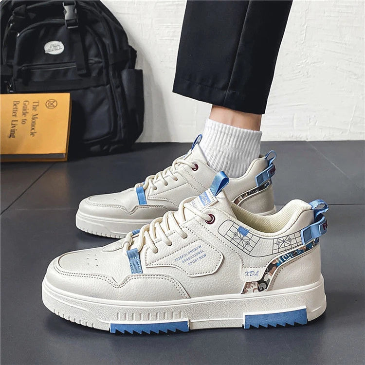 2025 NEW FS Men's White Platform Sneakers - Breathable Walking Shoes