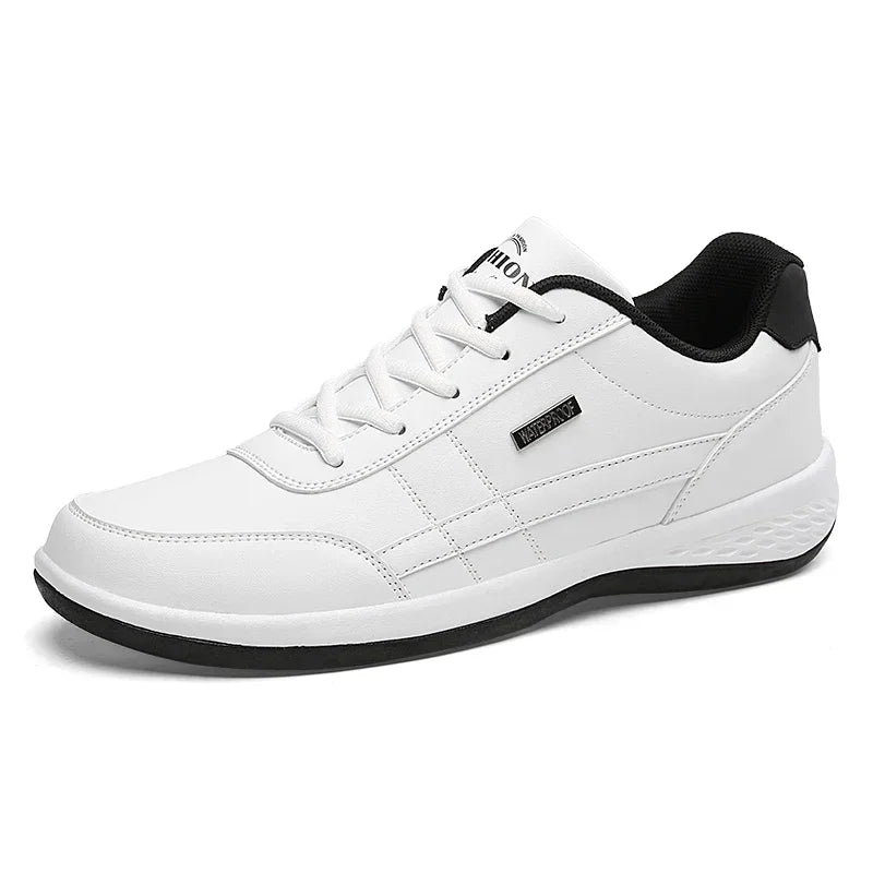 Men's Waterproof Leather Sneakers - Vulcanized Casual Comfort Shoes