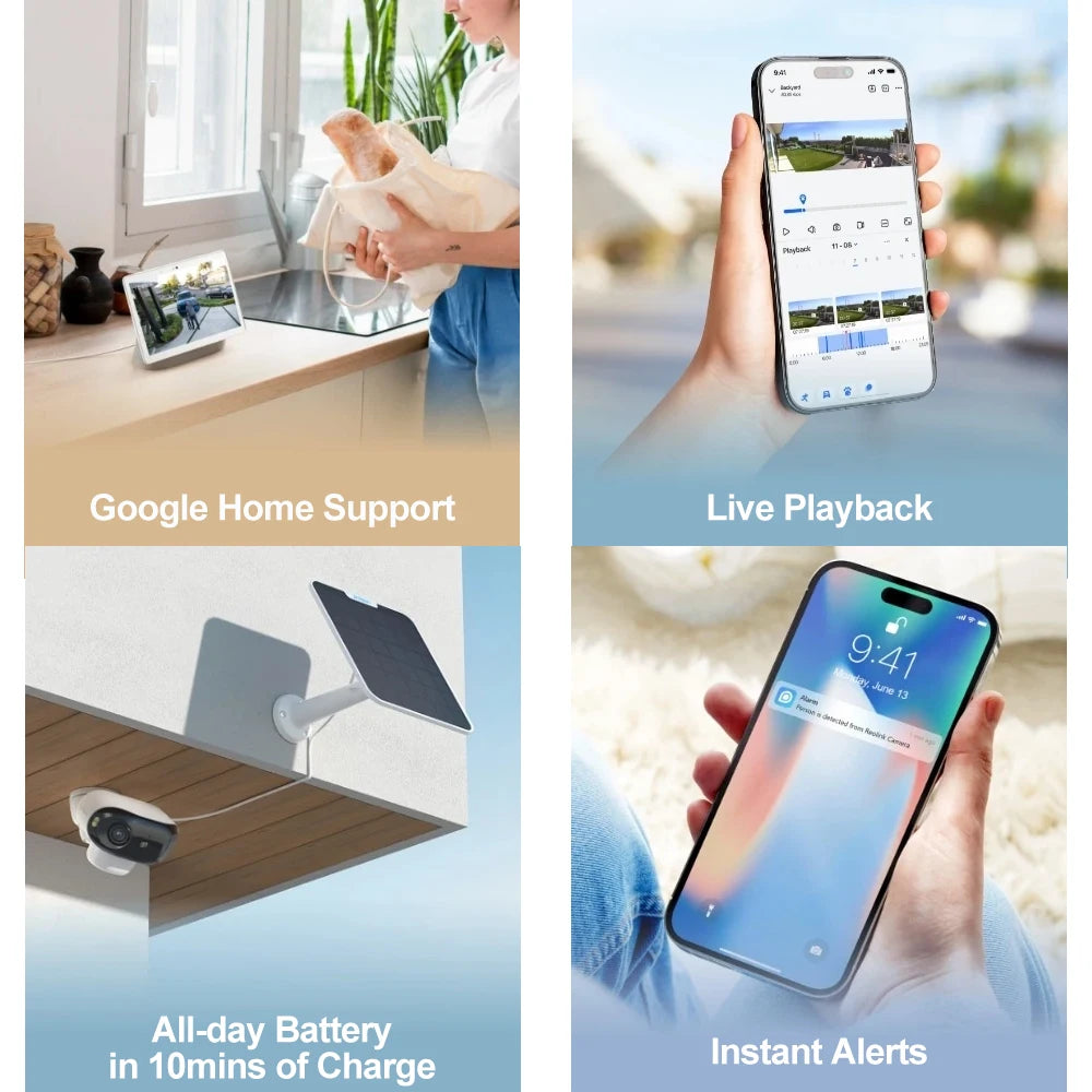 Reolink 4K 8MP Solar & Battery Powered Wireless Security Camera 180° Panorama ColorX Night Vision Outdoor WiFi Camera WiFi 6