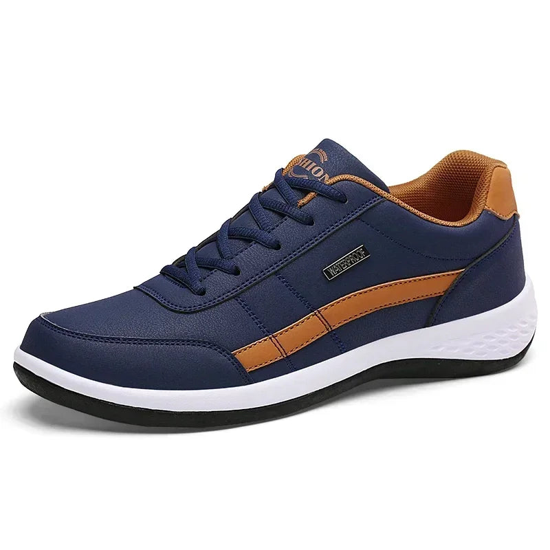 Men's Waterproof Leather Sneakers - Vulcanized Casual Comfort Shoes