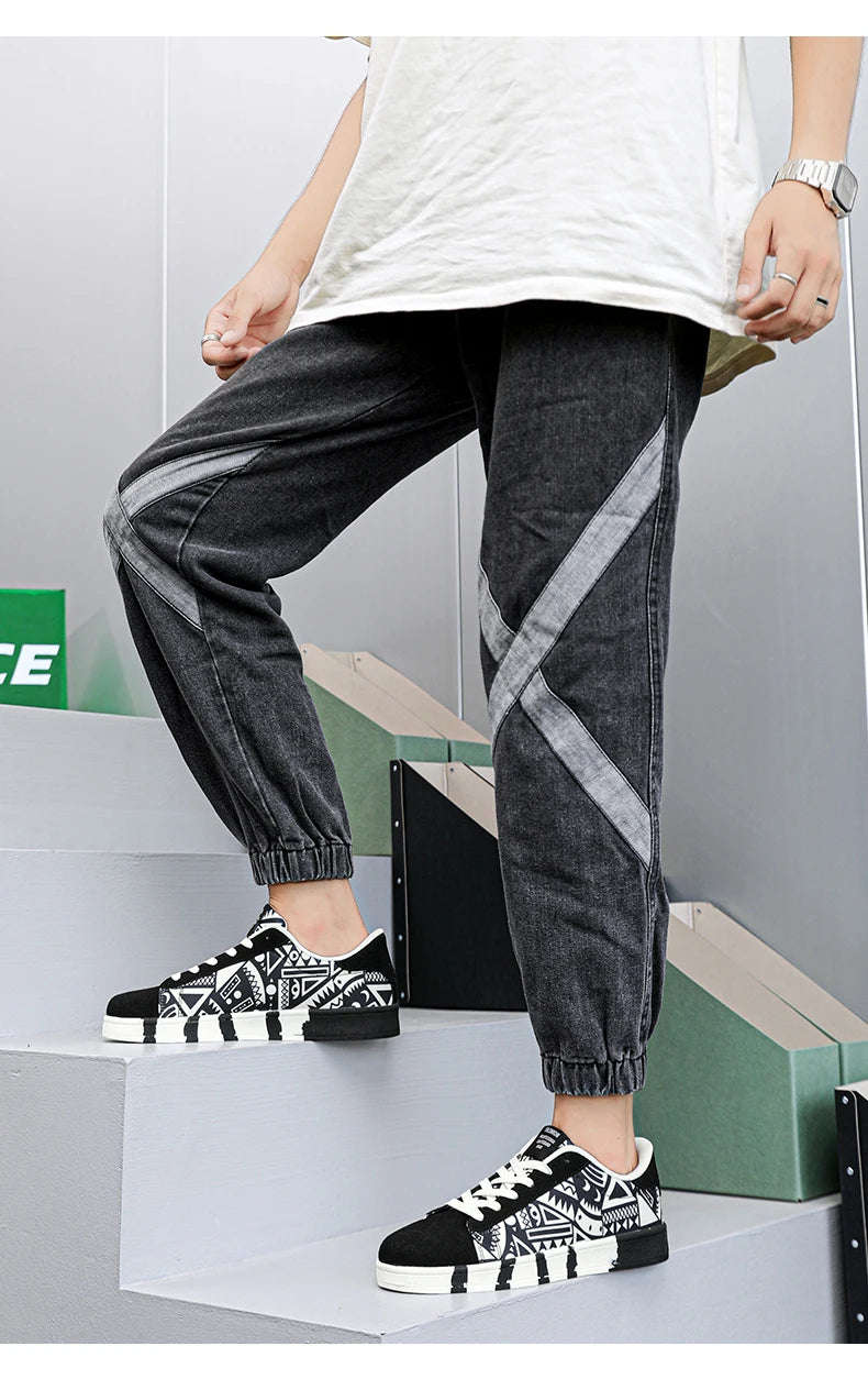 YRZL Men's Canvas Athletic Sneakers - Geometric Graffiti Print